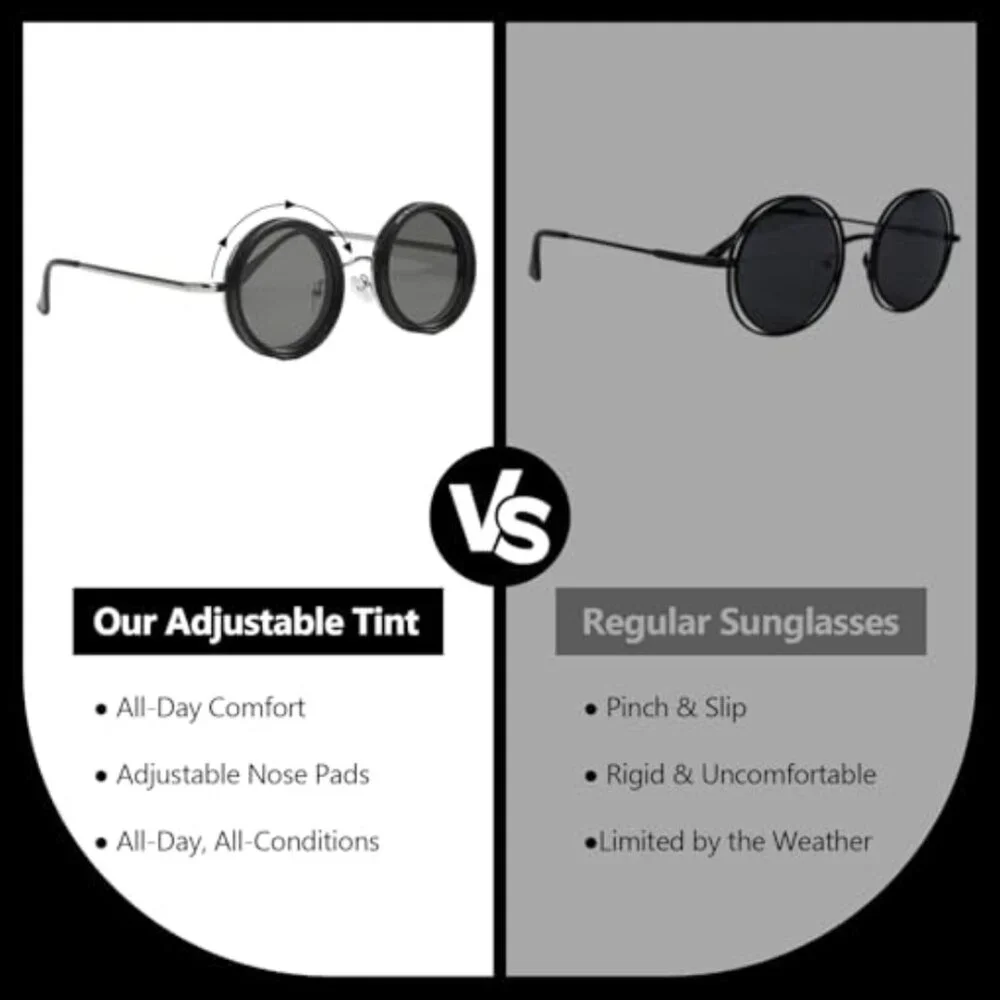 Adjustable Tint Polarized Sunglasses with Round Frame